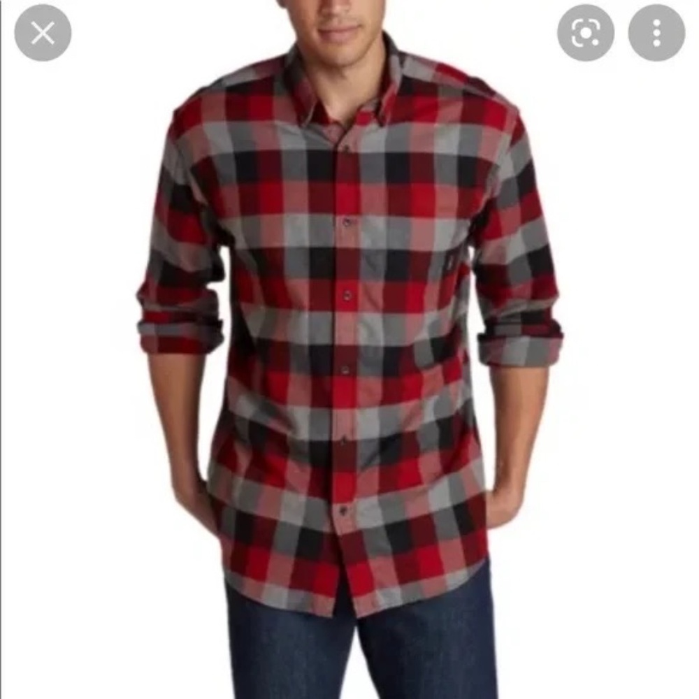 Eddie Bauer Buffalo Check Flannel Collared Button Up Shirt Mens Medium Plaid